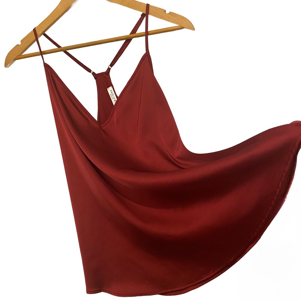 Ekouaer: Women's Satin Cami V-neck Spaghetti Strap Silk Tank Top (X-L)